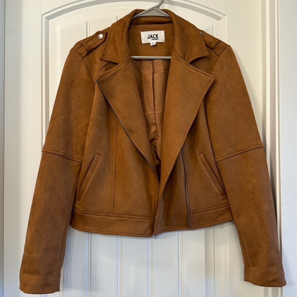 Faux suede moto jacket